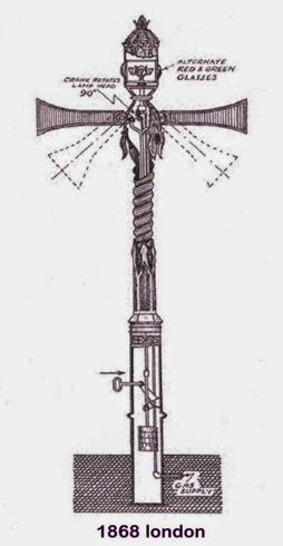 Thiết kế trụ đèn tín hiệu giao thông của John Peake Knight sử dụng tại London, Anh vào năm 1868. Ảnh: Getty Images